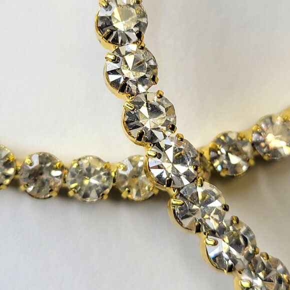 Statement Gold Tone HoopEarrings Crystal Encrusted Hoop Earrings - Picture 6 of 7